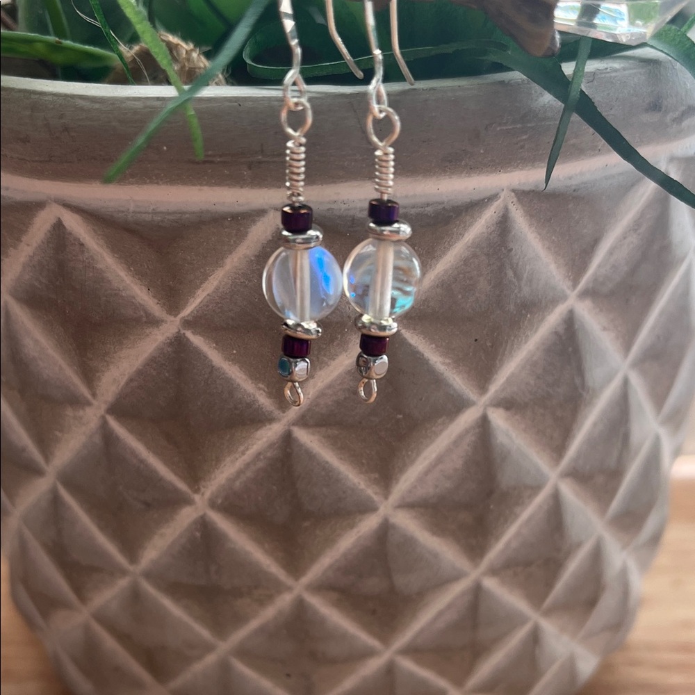 Clear Mermaid Glass Beaded Earrings